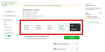 Website Booster Main page Dashboard screenshot 1707737837814